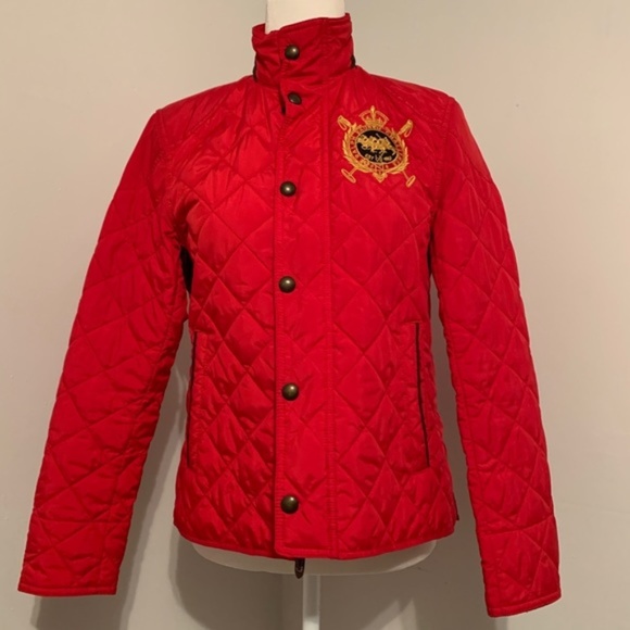 Ralph Lauren Jackets & Blazers - RALPH LAUREN SPORT Red Equestrian Quilted Jacket S
